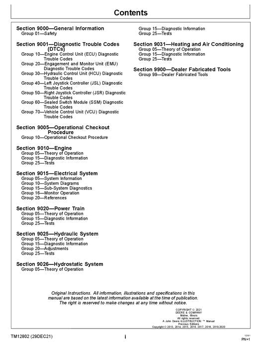 JOHN DEERE 328E 332E SKID STEER OPERATION TEST SERVICE MANUAL TM12802