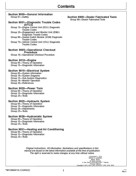 JOHN DEERE 318E 320E 324E SKID STEER OPERATION TEST SERVICE MANUAL TM13084X19