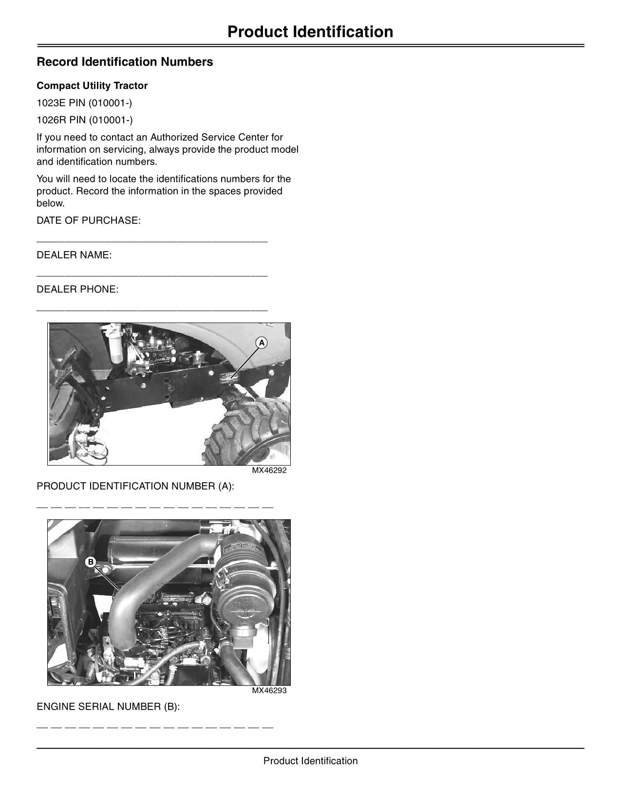 JOHN DEERE 1023E 1026R TRAKTOR BEDIENUNGSANLEITUNG AUSTRALIEN 010001-209999