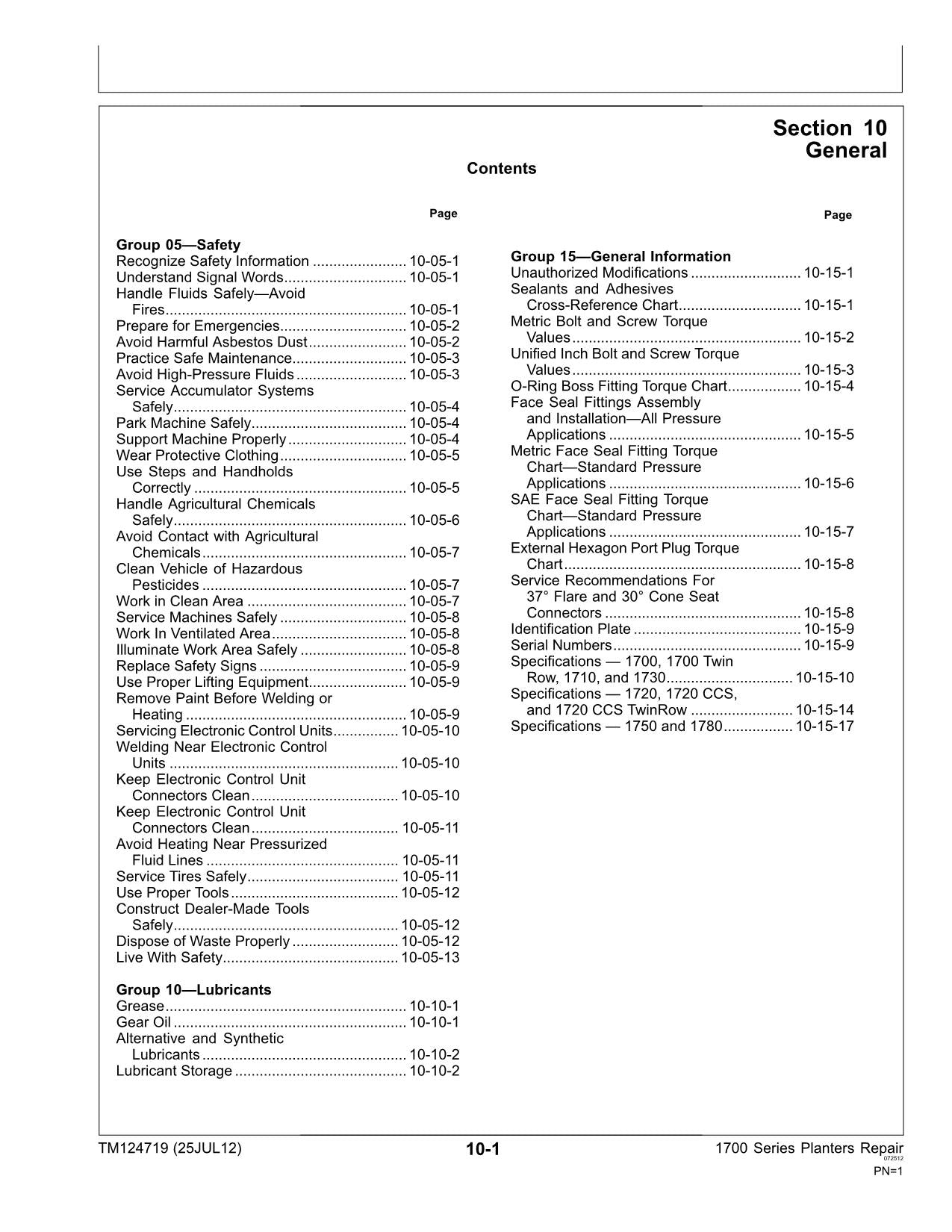 JONH DEERE 1750 1780 1700 1730 1720 CCS 1710 1720 PLANTER SERVICE MANUAL