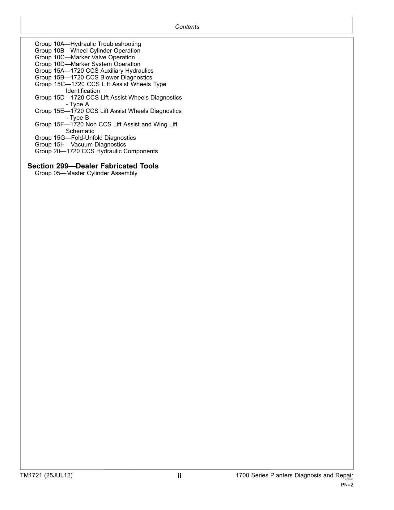 JONH DEERE 1750 1700 1730 1720 1710 1780 PLANTER SERVICE MANUAL TM1721