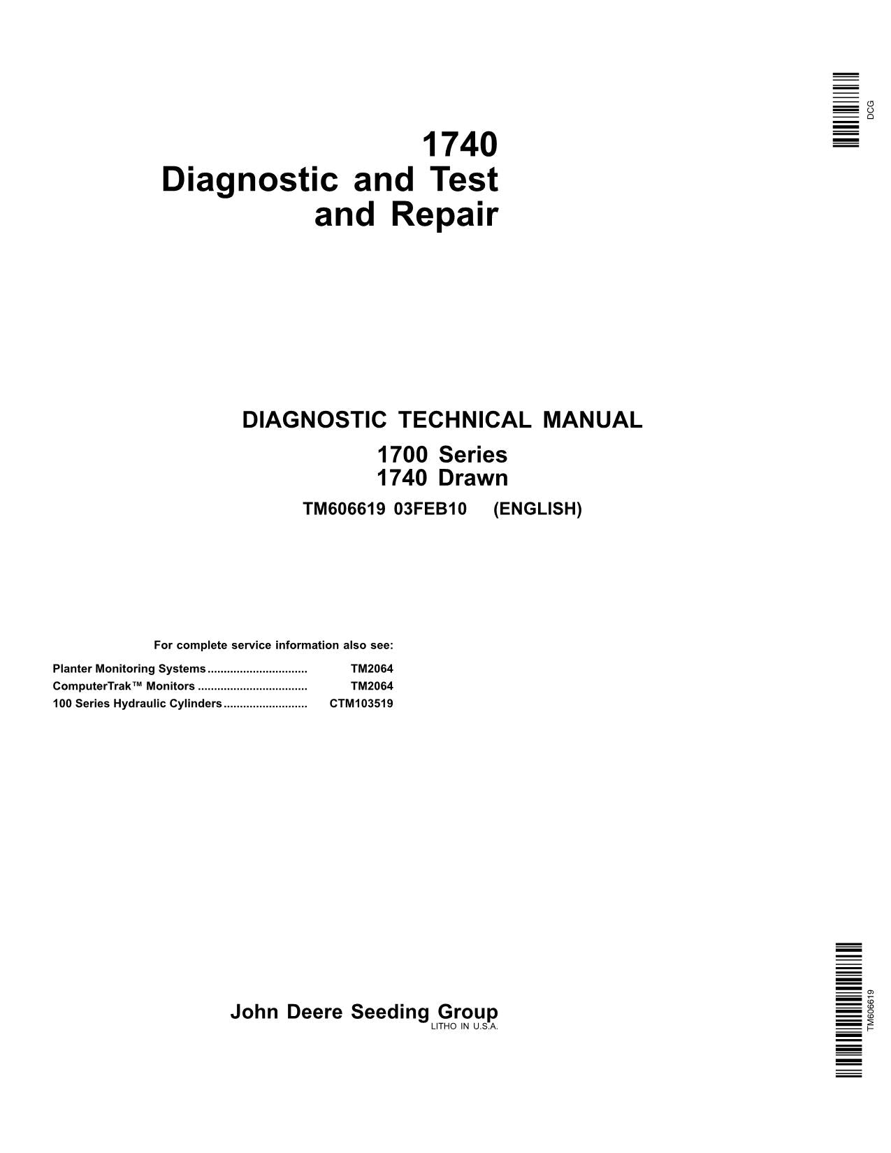 JONH DEERE 1700 1740 SÄMASCHINE SERVICEHANDBUCH TM606619