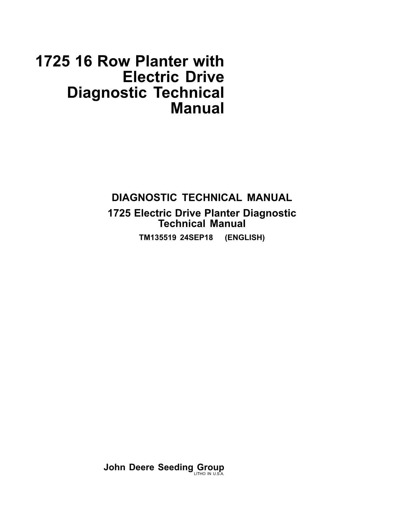 JONH DEERE 1725 16-REIHIGE SÄMASCHINE DIAGNOSE SERVICEHANDBUCH TM135519