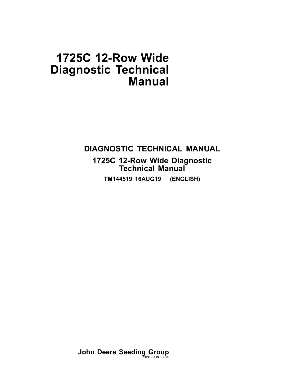 MANUEL D'ENTRETIEN ET DE DIAGNOSTIC DU SEMOIR JONH DEERE 1725C TM144519