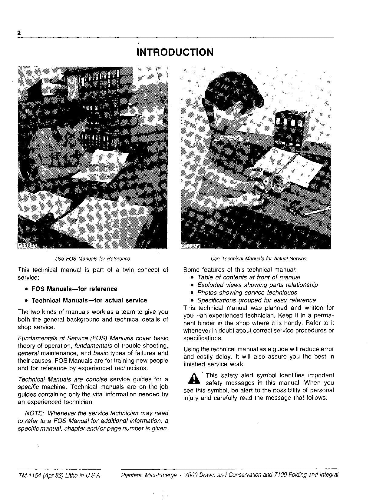 JONH DEERE 7000 7100 PLANTER SERVICE MANUAL TM1154