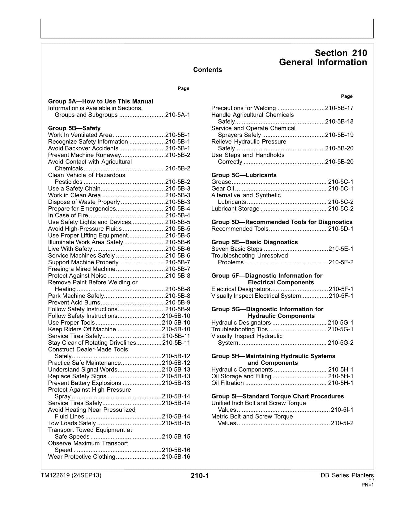 JONH DEERE DB120 DB44 DB66 DB88 DB90 DB60 DB80 PLANTER SERVICE MANUAL TM122619