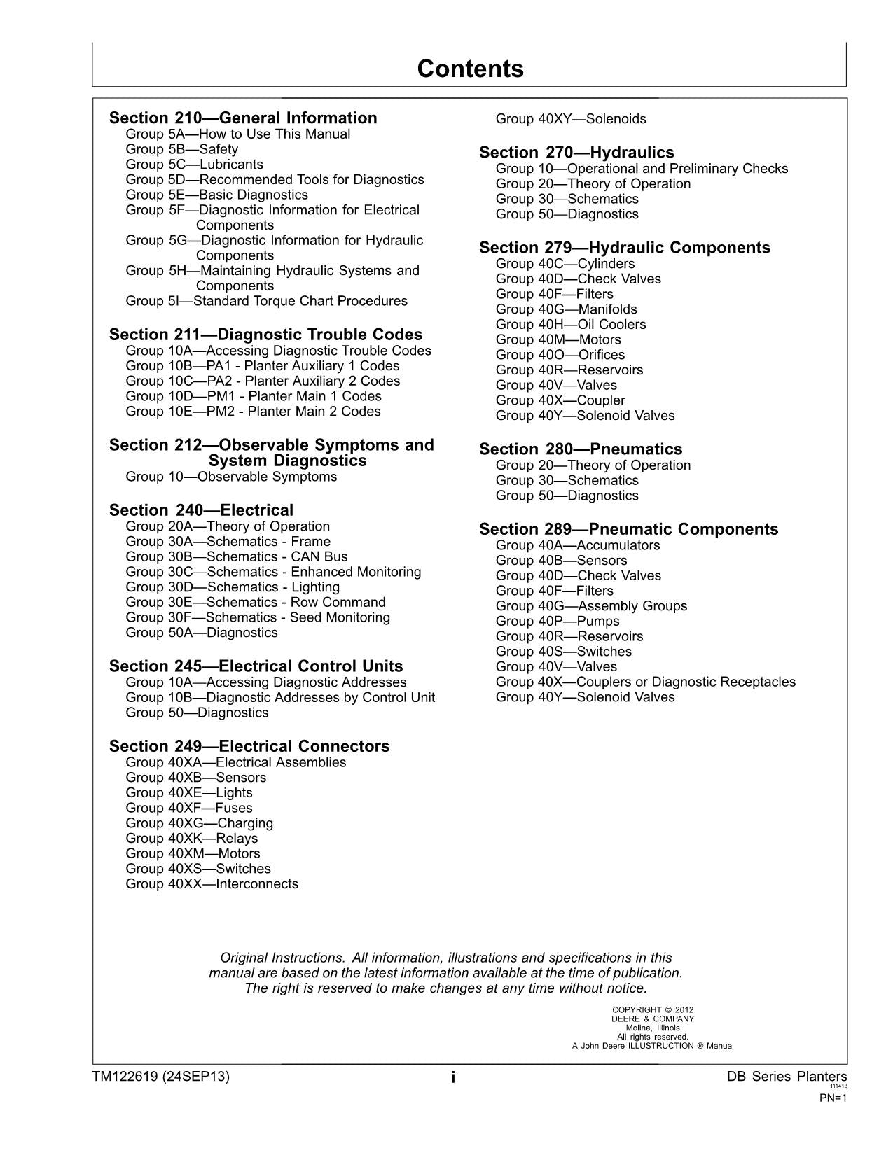 JONH DEERE DB120 DB44 DB66 DB88 DB90 DB60 DB80 PLANTER SERVICE MANUAL TM122619