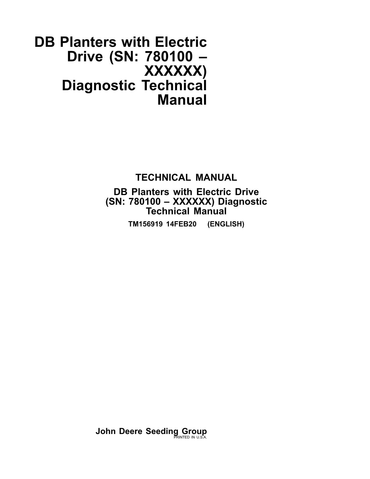 JONH DEERE DB80 DB88 DB90 DB44 DB66 PLANTER DIAGNOSE SERVICEHANDBUCH TM156919