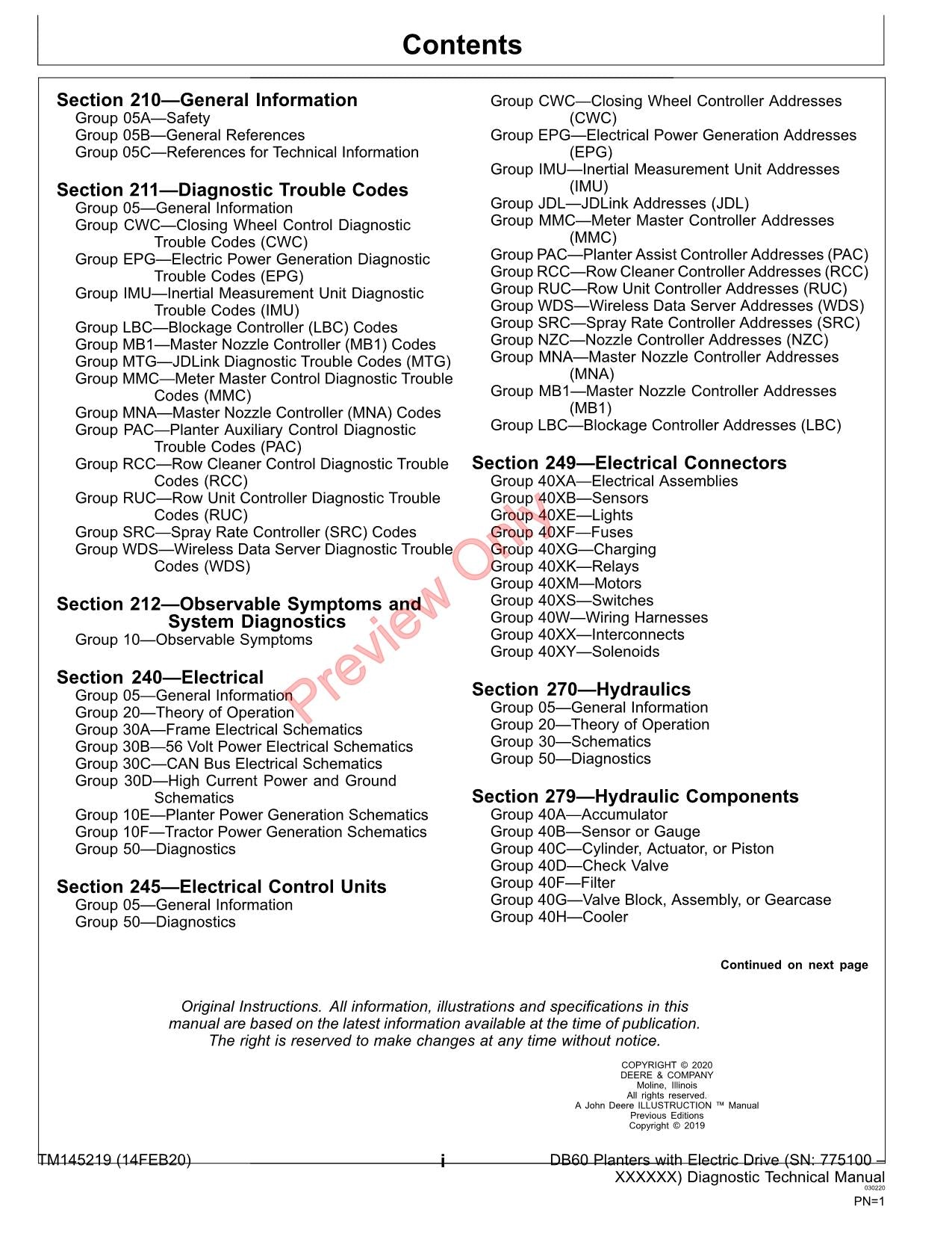 JONH DEERE DB60 24 36 47 48 ROW PLANTER DIAGNOSTIC SERVICE MANUAL TM145219