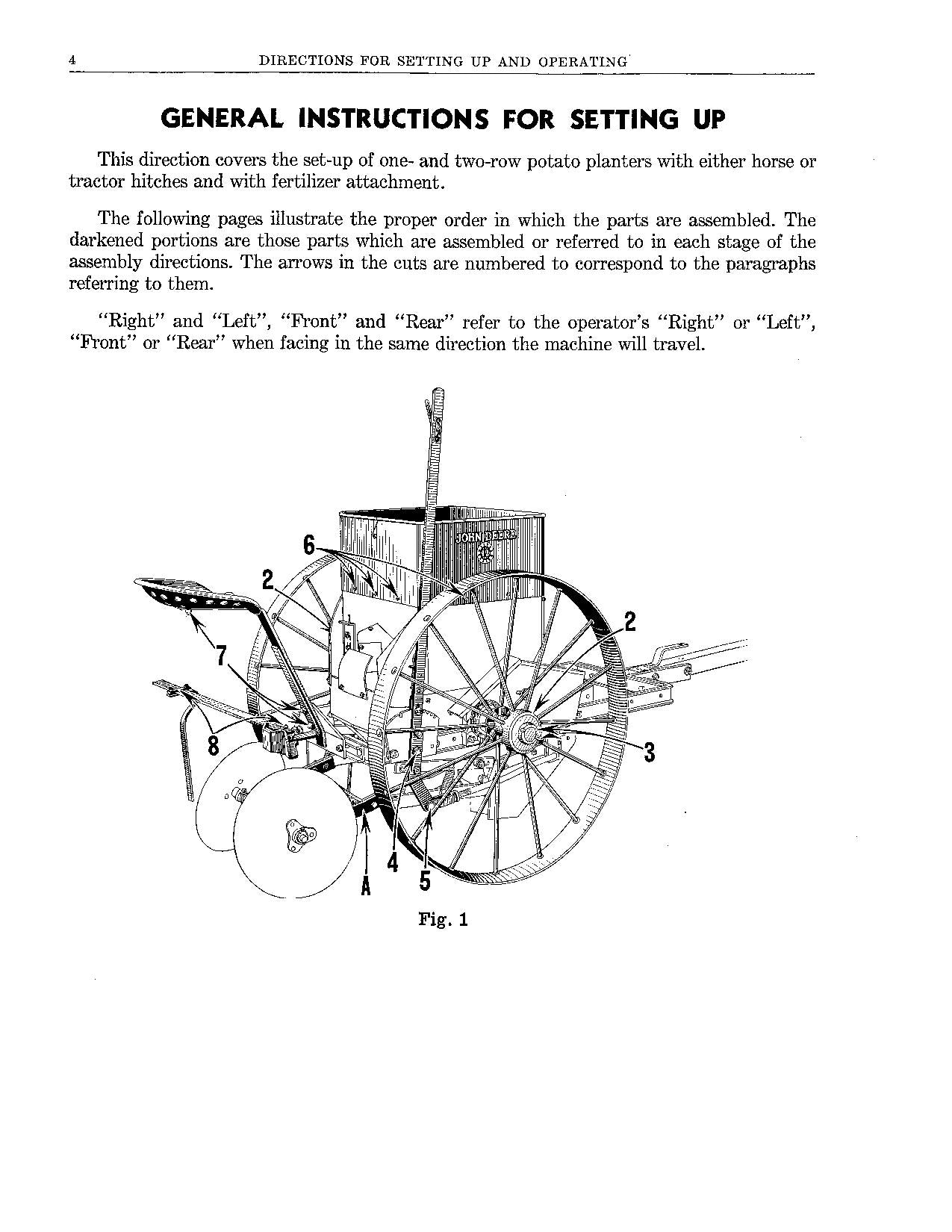 JOHN DEERE 2 ROW 1 ROW PLANTER OPERATORS MANUAL