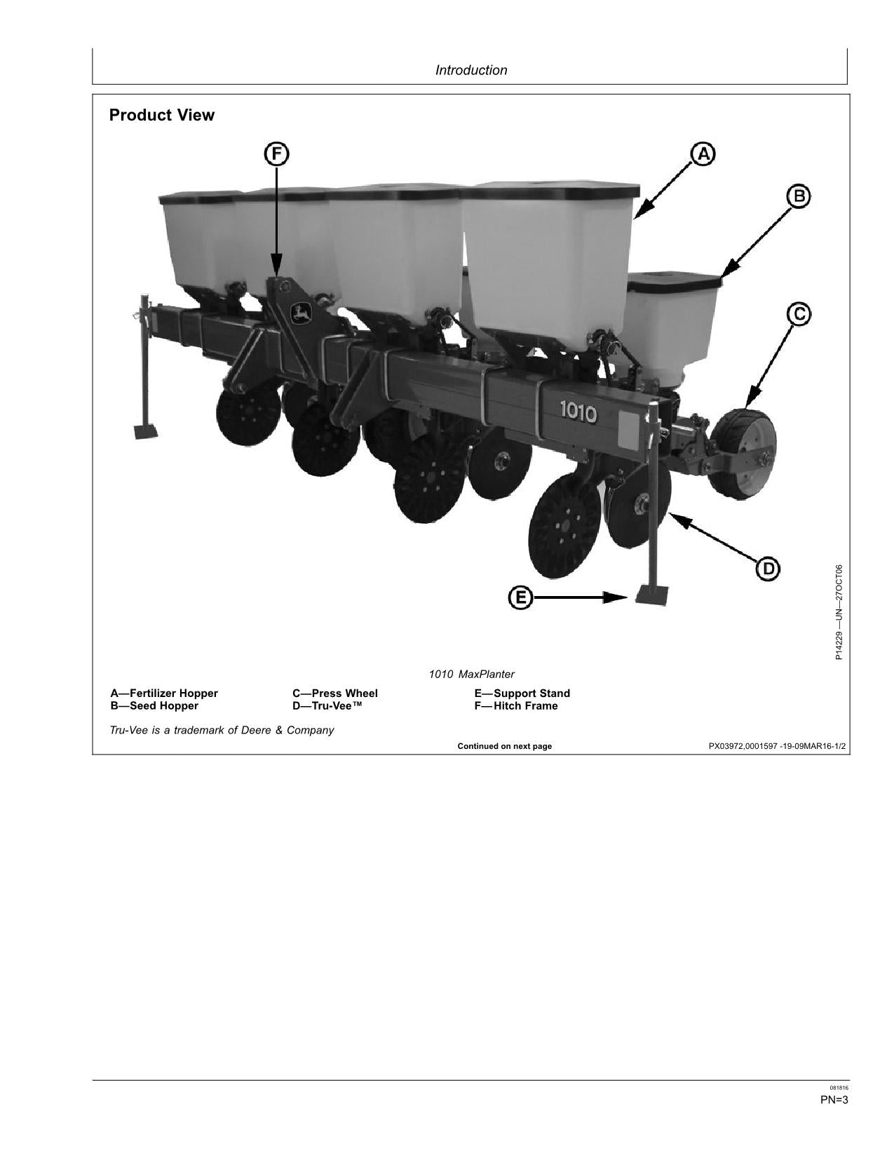 MANUEL D'UTILISATION DU SEMOIR JOHN DEERE 1010 #1