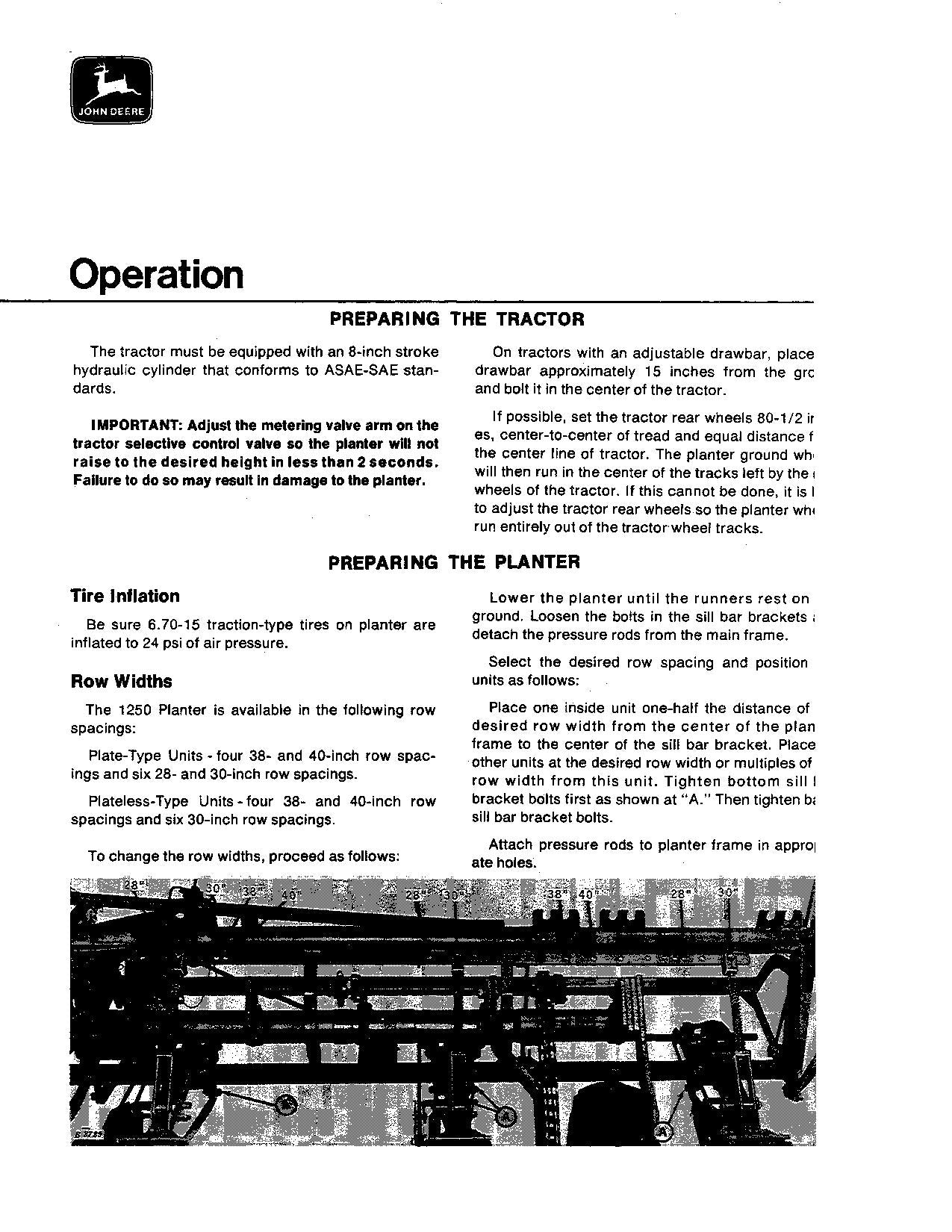 MANUEL D'UTILISATION DU SEMOIR JOHN DEERE 1250