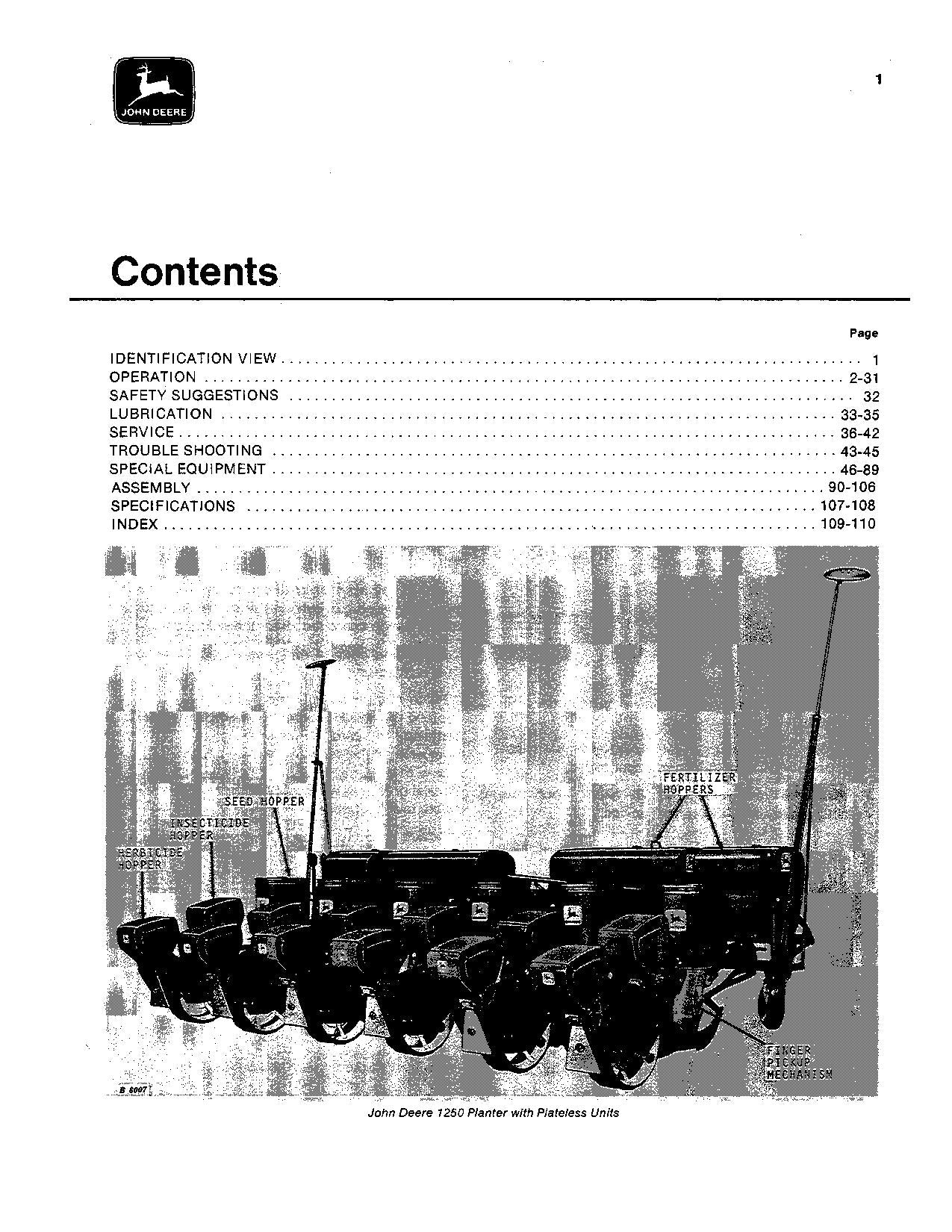 MANUEL D'UTILISATION DU SEMOIR JOHN DEERE 1250