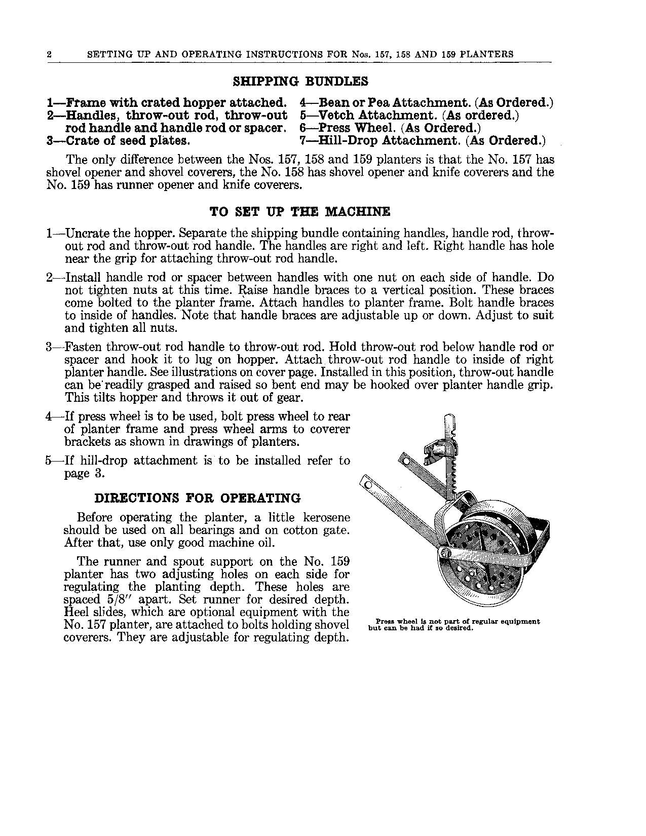 JOHN DEERE 157 158 159 PLANTER OPERATORS MANUAL