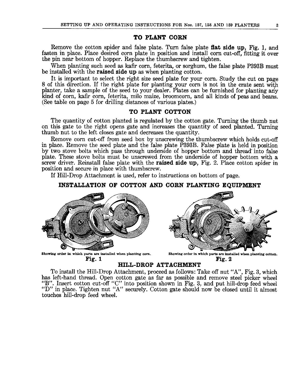 JOHN DEERE 157 158 159 PLANTER OPERATORS MANUAL