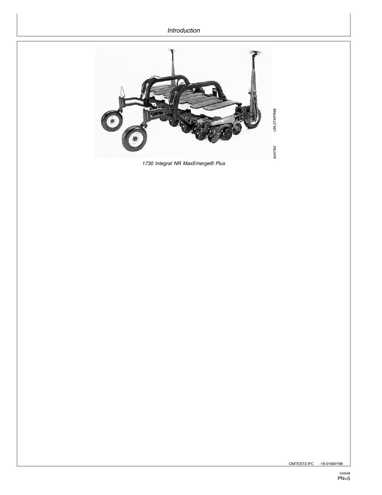 JOHN DEERE 1700 1730 PLANTER OPERATORS MANUAL #1