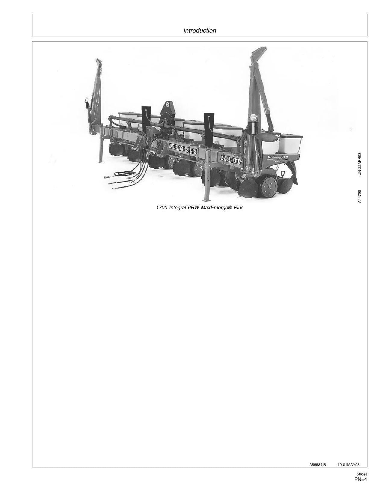 JOHN DEERE 1700 1730 PLANTER OPERATORS MANUAL #1