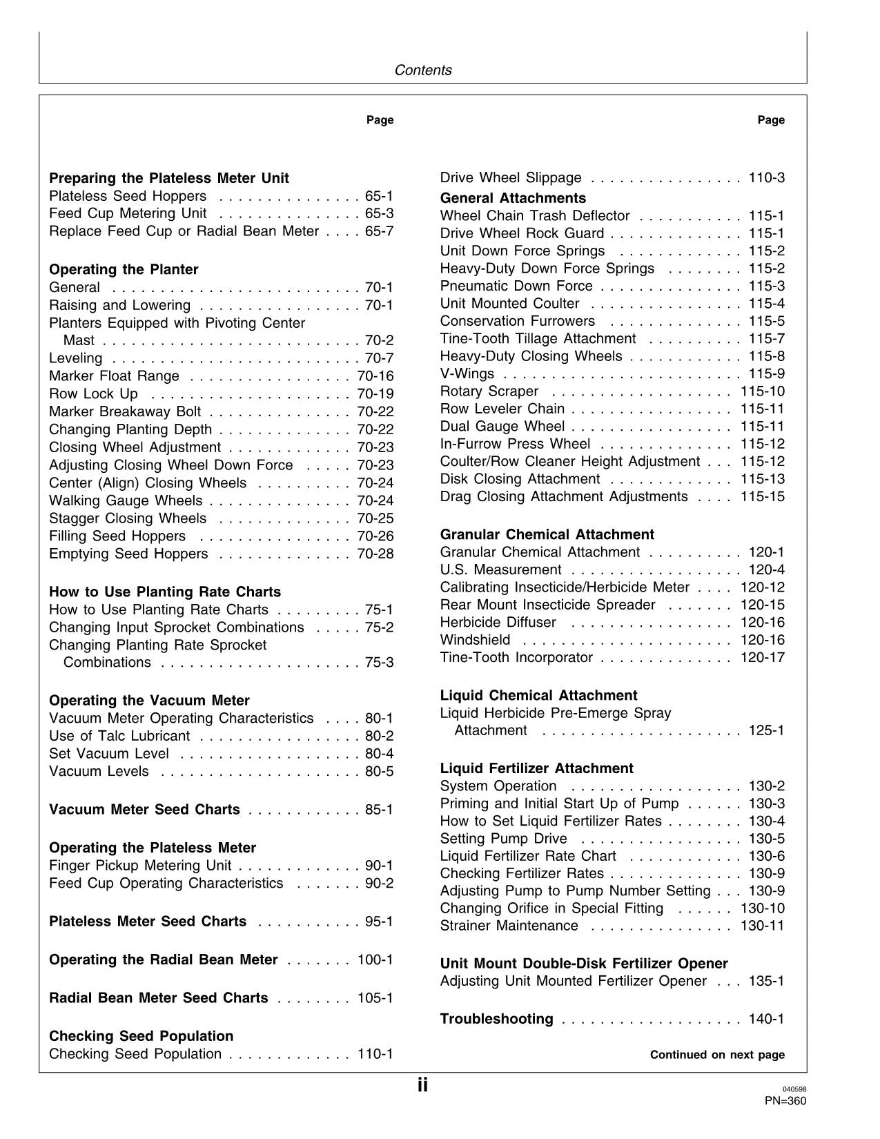 JOHN DEERE 1700 1730 PLANTER OPERATORS MANUAL #1