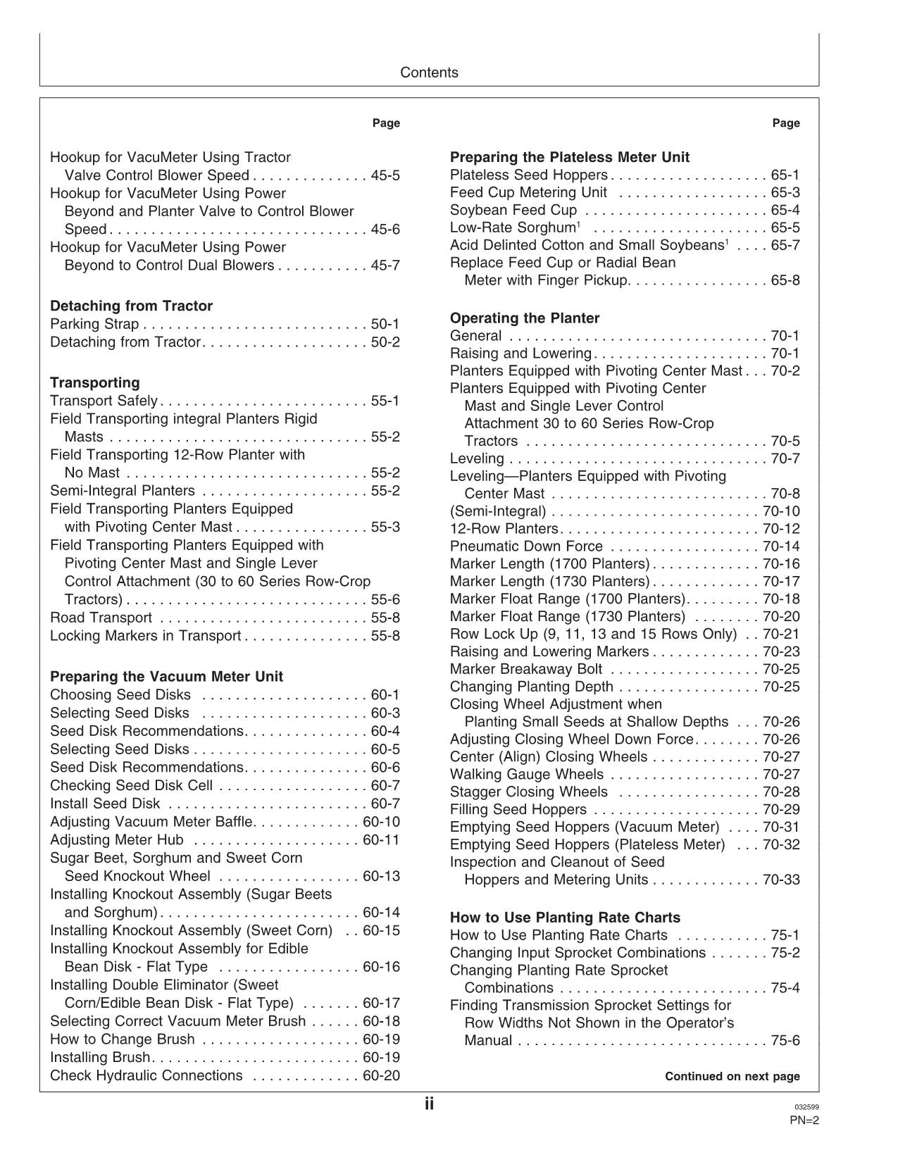 JOHN DEERE 1700 1730 PLANTER OPERATORS MANUAL #2