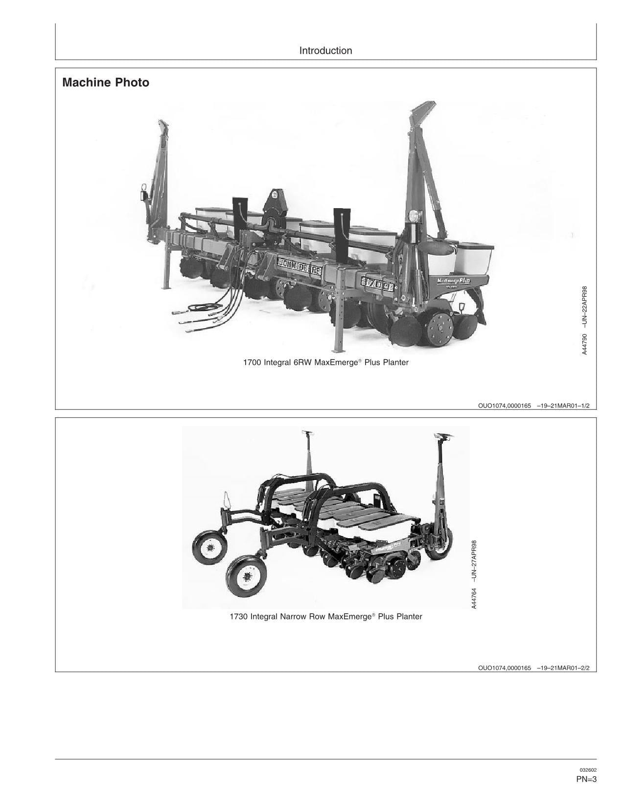 JOHN DEERE 1700 1730 PLANTER OPERATORS MANUAL #4