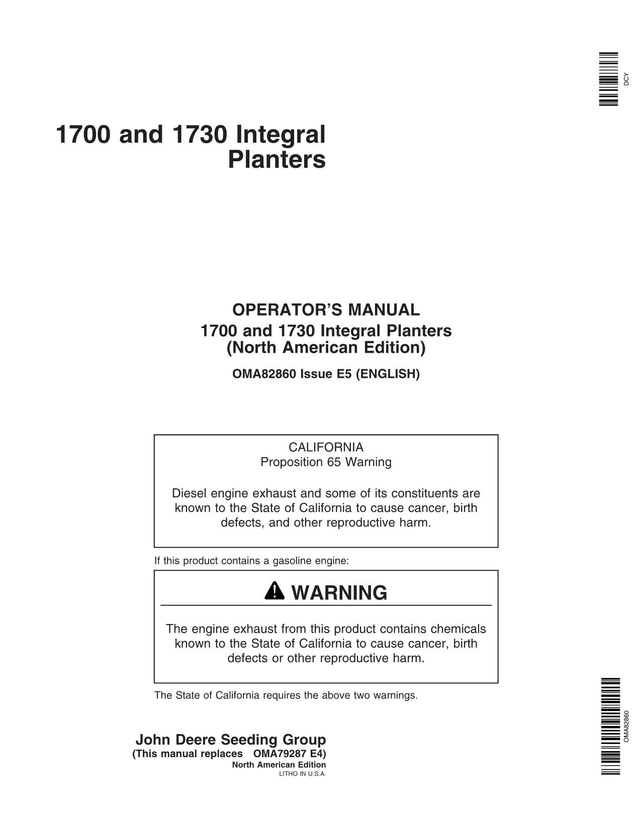 MANUEL D'UTILISATION DU SEMOIR JOHN DEERE 1700 1730 #5