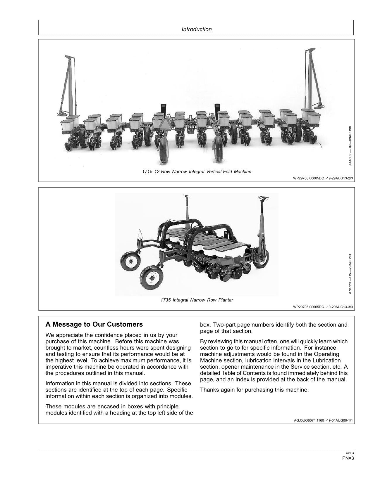 MANUEL D'UTILISATION DU SEMOIR INTÉGRAL JOHN DEERE 1705, 1715 1735 #1