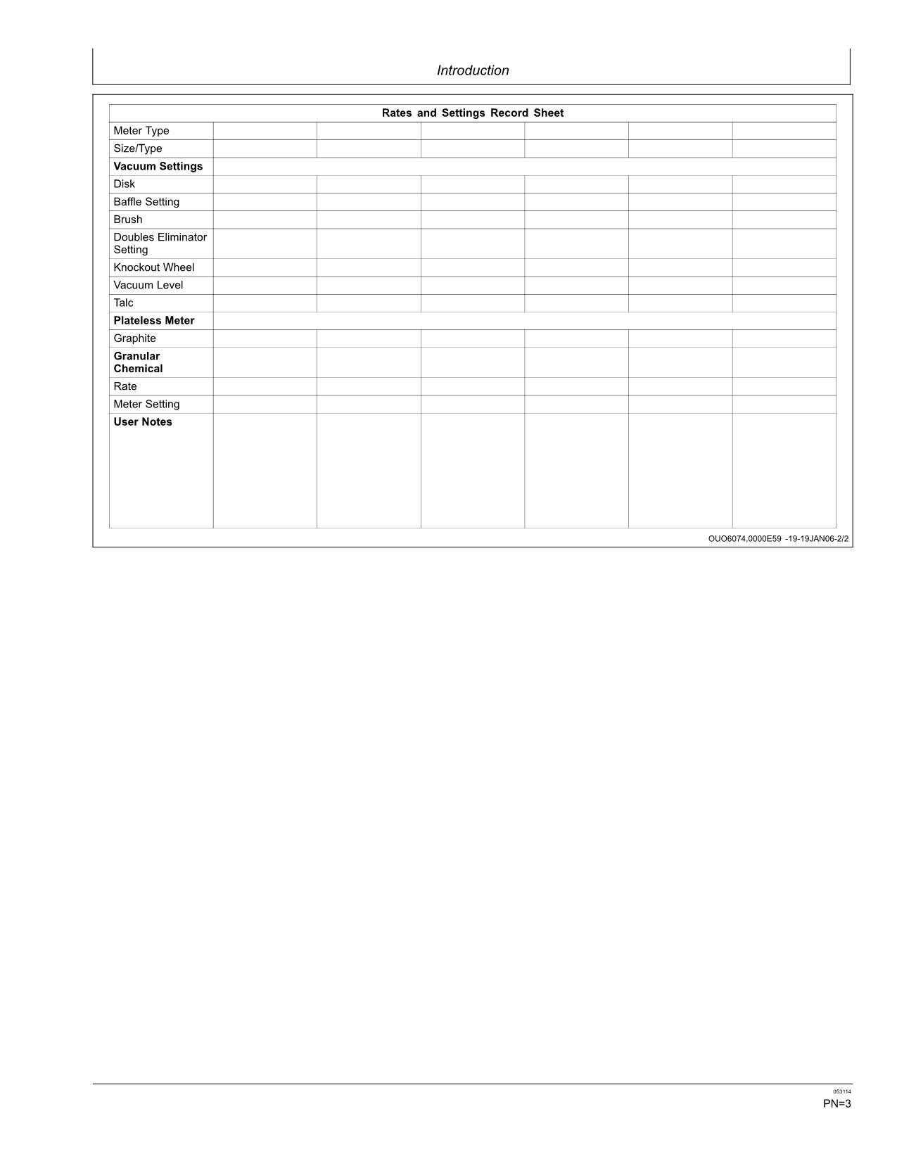 JOHN DEERE RATE CHARTS SETTINGS PLANTER OPERATORS MANUAL