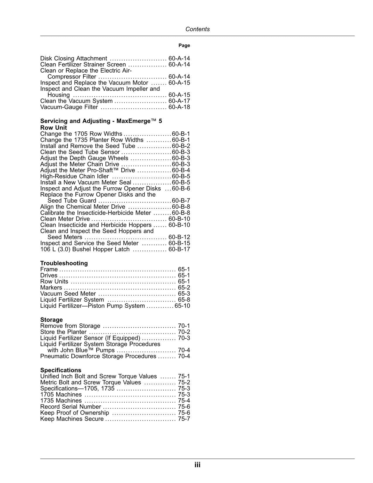 JOHN DEERE 1705  1735 PLANTER OPERATORS MANUAL