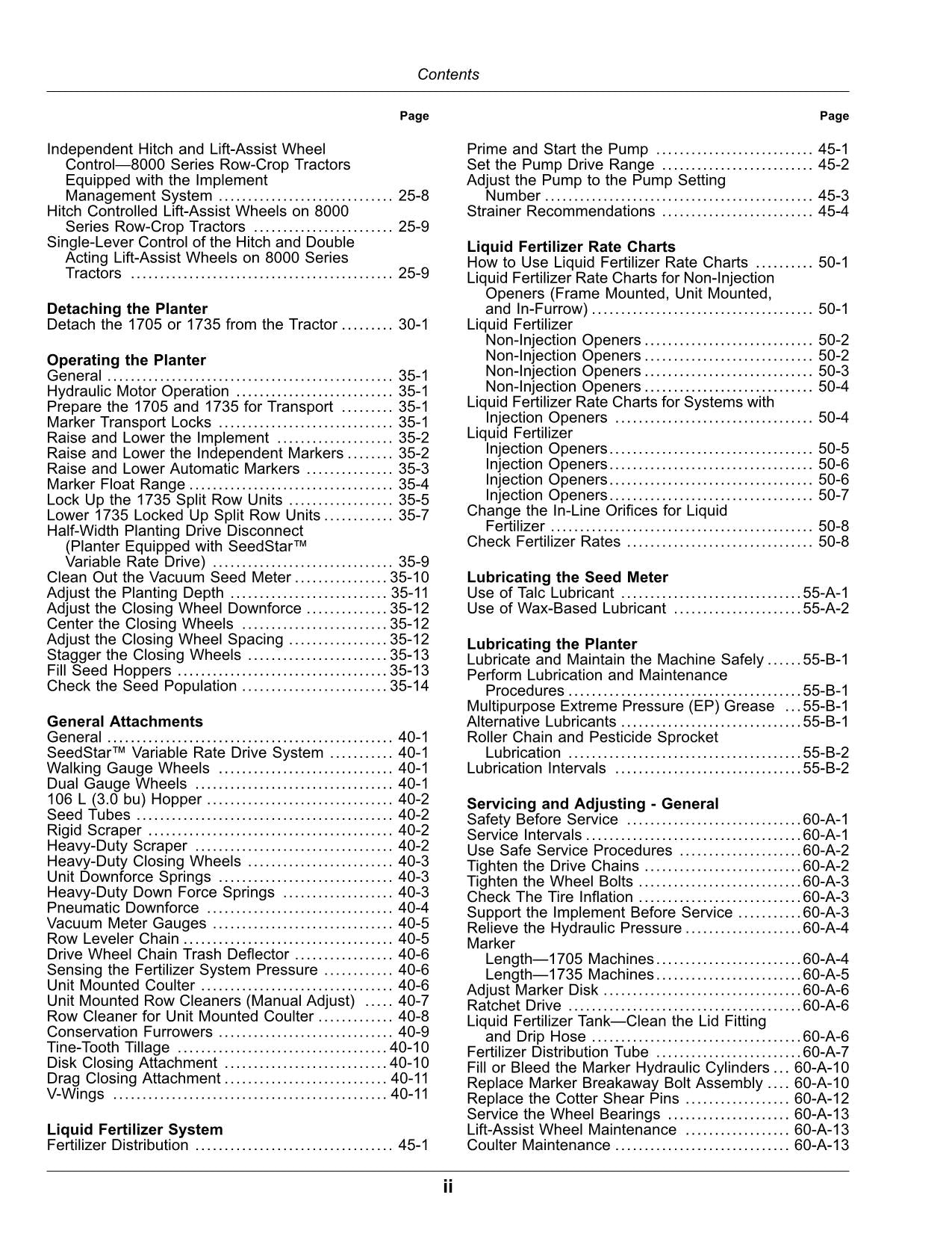 JOHN DEERE 1705  1735 PLANTER OPERATORS MANUAL