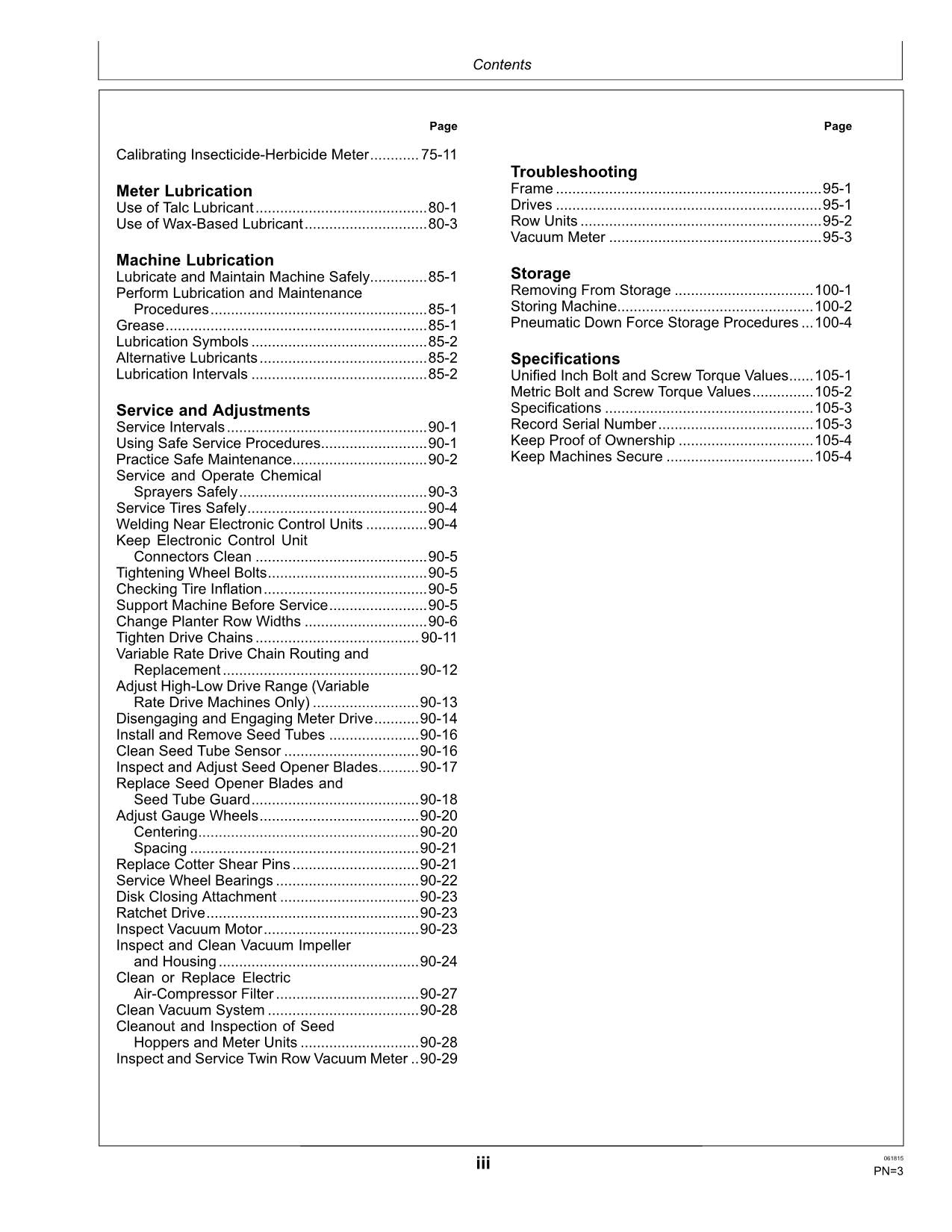 JOHN DEERE 1705 PLANTER OPERATORS MANUAL #2