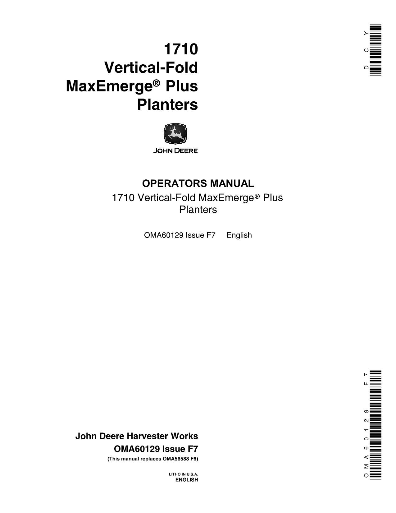 JOHN DEERE 1710 PLANTER OPERATORS MANUAL #2