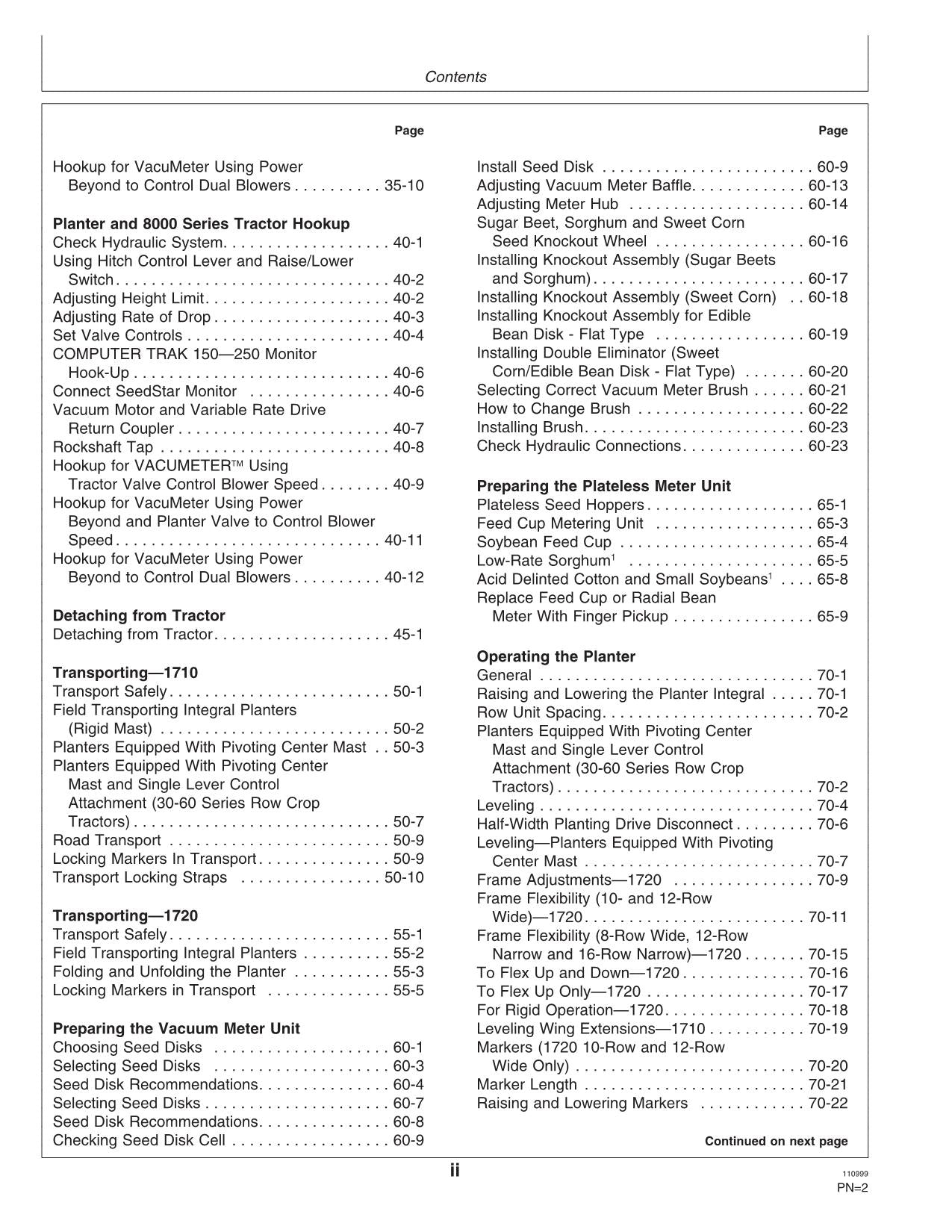 JOHN DEERE 1720 1710 PLANTER OPERATORS MANUAL #2