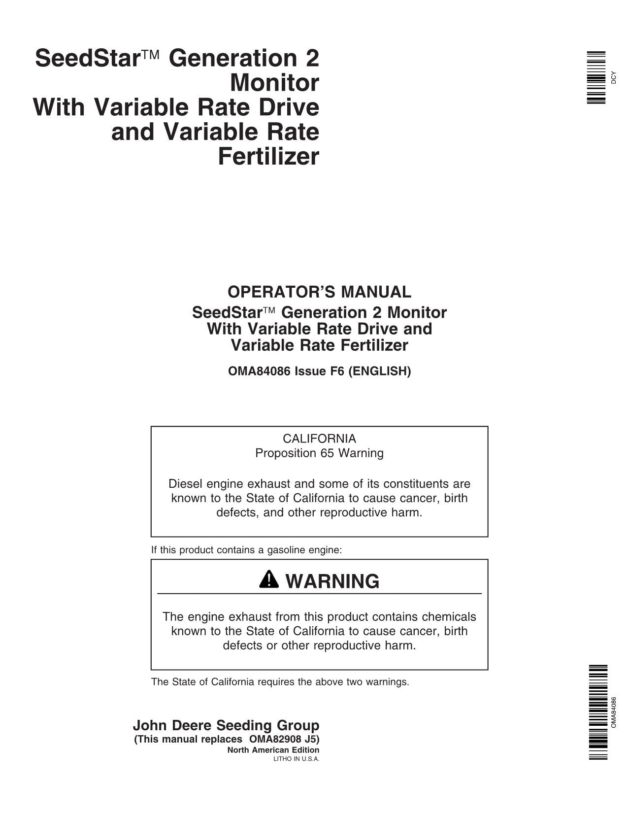 JOHN DEERE SEEDSTAR 2 MONITOR PLANTER OPERATORS MANUAL #5