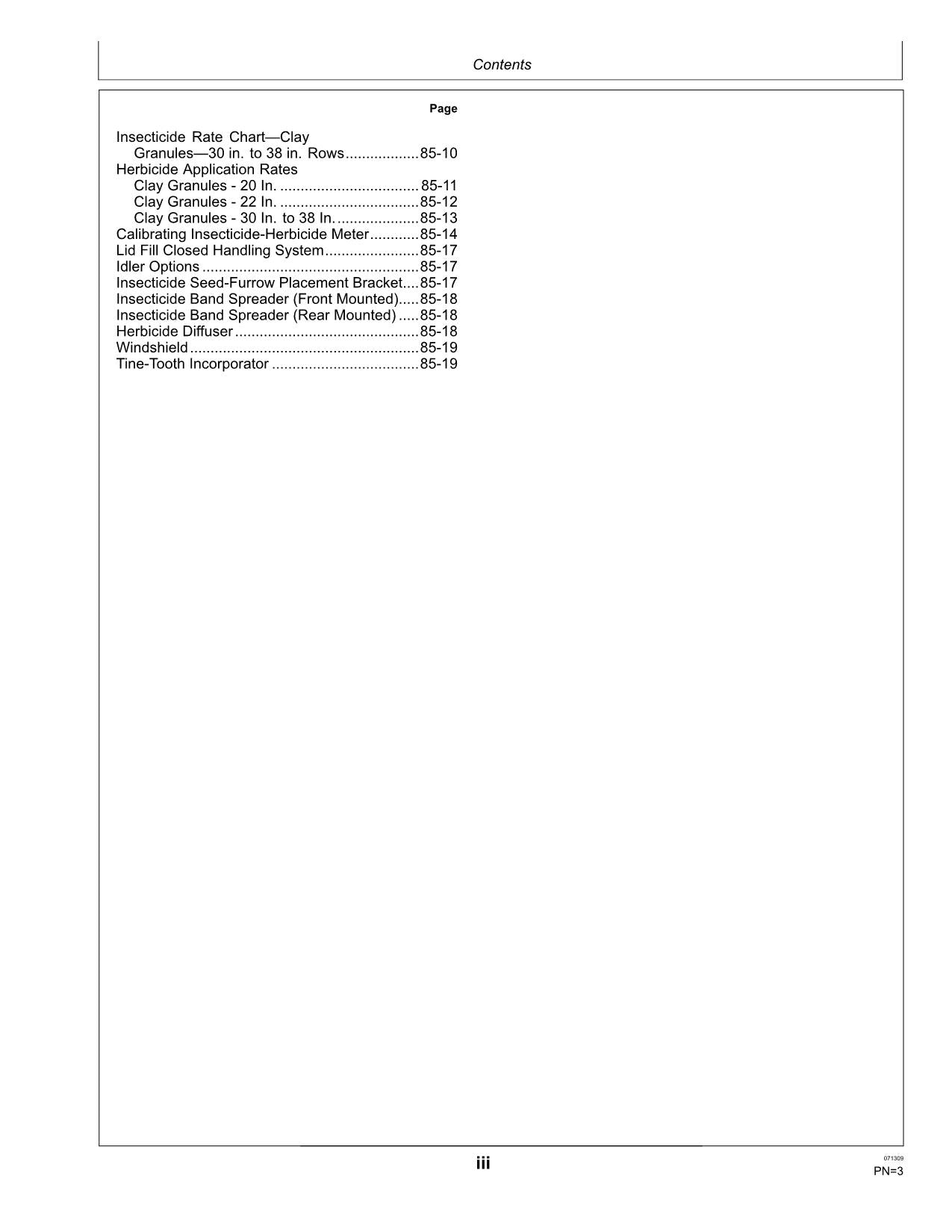 JOHN DEERE RATE CHARTS SETTINGS STANDARD UNITS PLANTER OPERATORS MANUAL