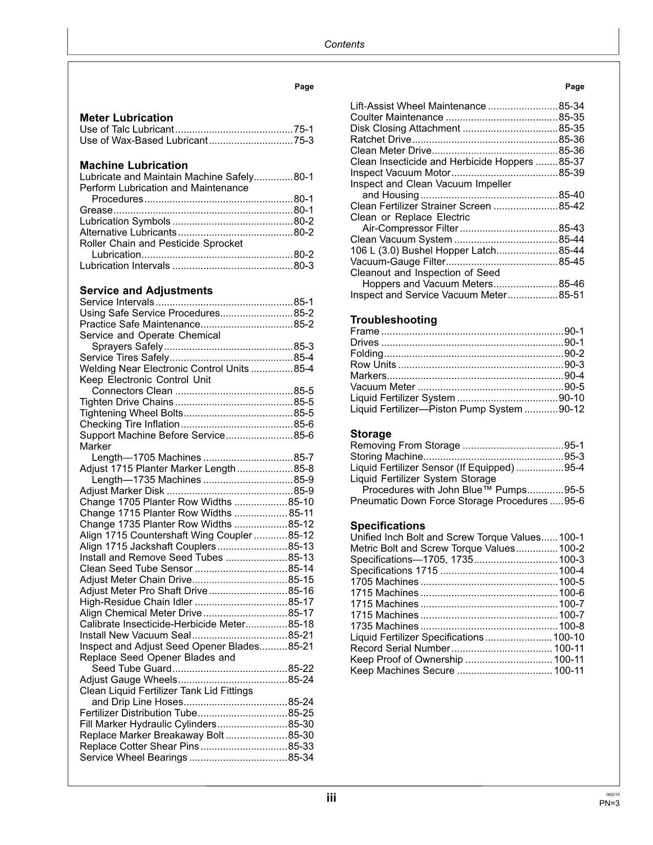 JOHN DEERE 1705, 1715 1735 INTEGRAL PLANTER OPERATORS MANUAL #2