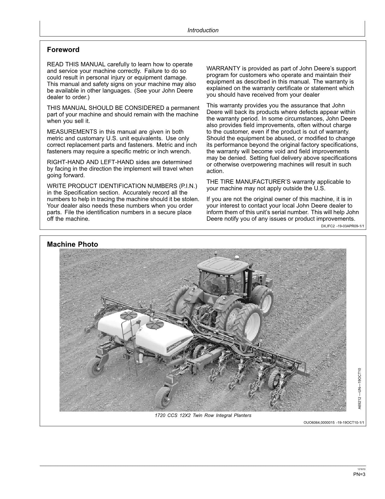 JOHN DEERE 1720 CCS SÄMASCHINE BEDIENUNGSANLEITUNG #1