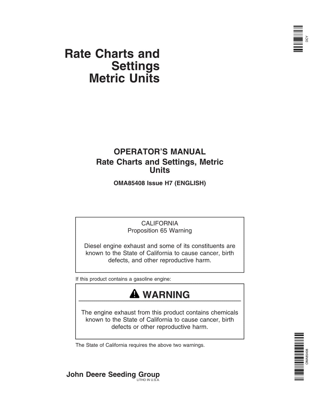 JOHN DEERE 1700 1730 PLANTER OPERATORS MANUAL #7