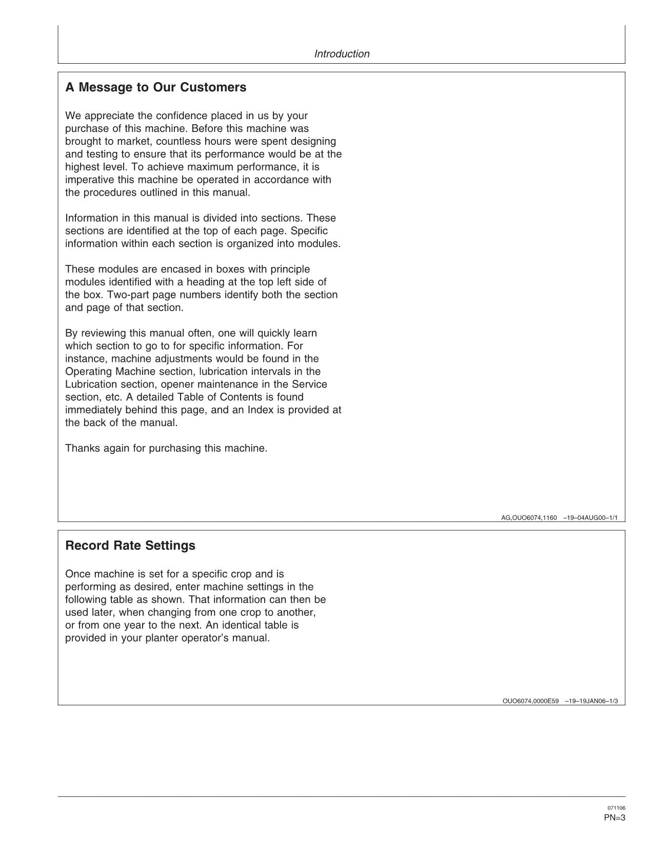 JOHN DEERE RATE CHARTS SETTINGS METRIC UNITS PLANTER OPERATORS MANUAL #2