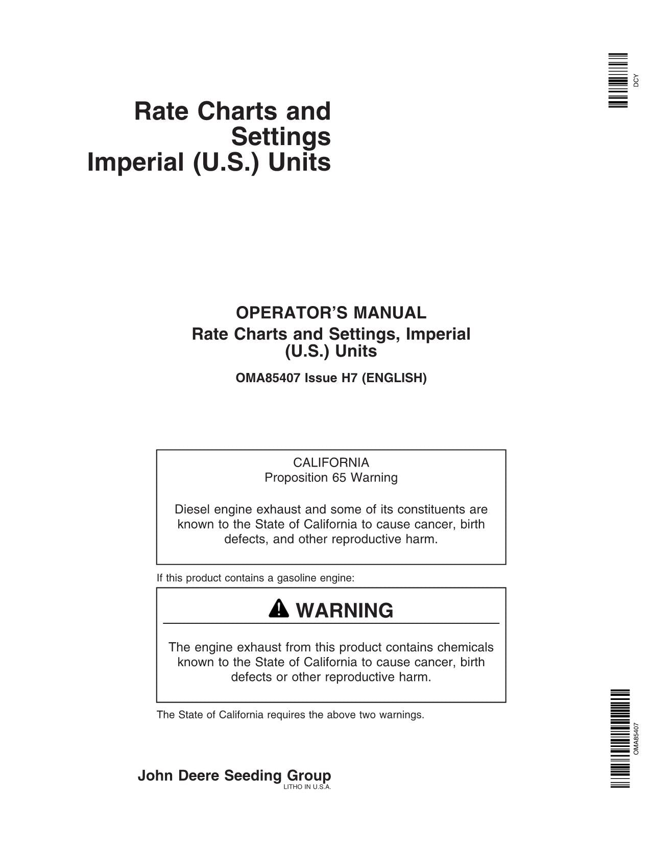 JOHN DEERE 1750 1700 1720 1730 1790 1780 1770 7300 PLANTER OPERATORS MANUAL