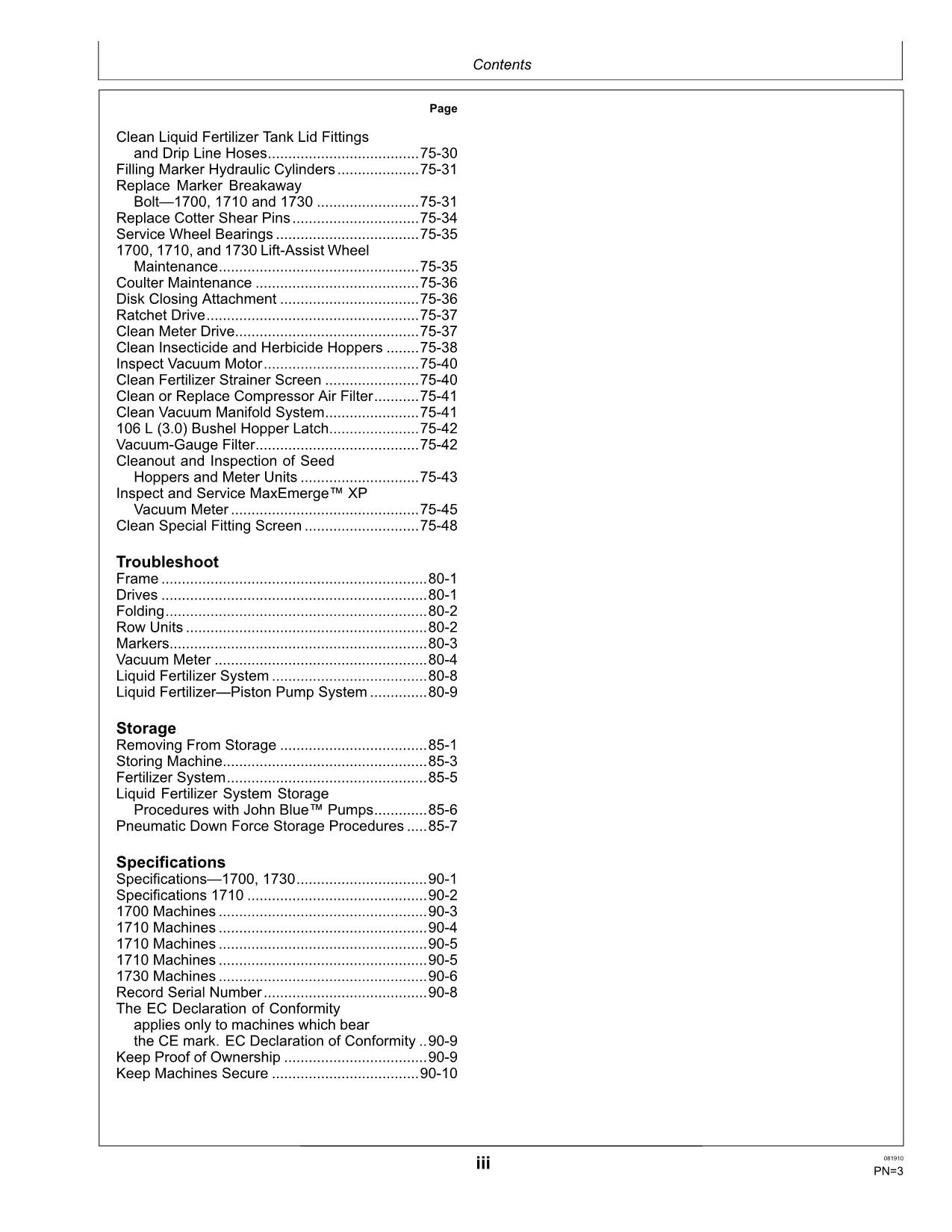 JOHN DEERE 1700 1730 1710 PLANTER OPERATORS MANUAL #2