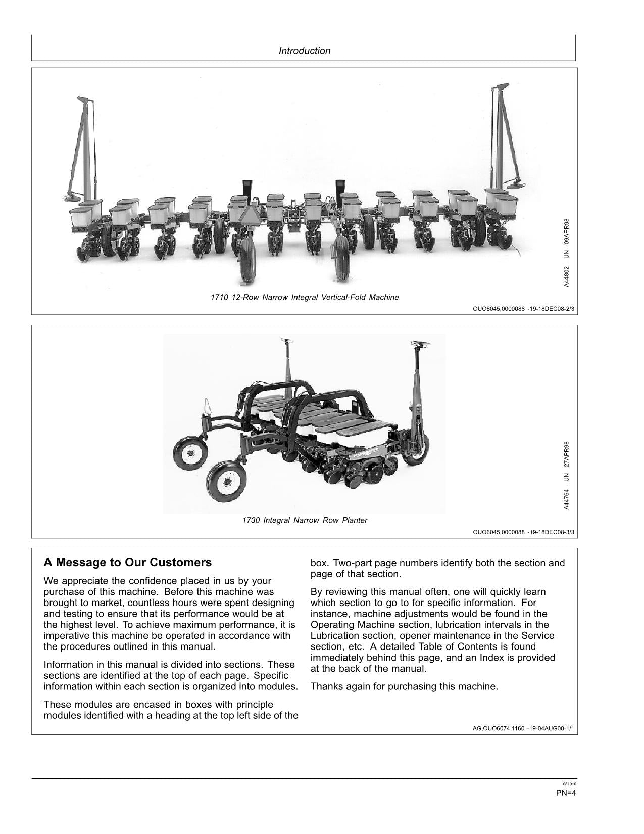 JOHN DEERE 1700 1730 1710 PLANTER OPERATORS MANUAL #2