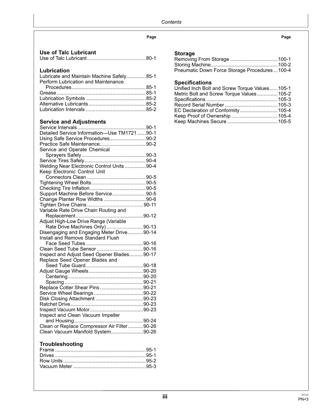 JOHN DEERE 1700 PLANTER OPERATORS MANUAL #3