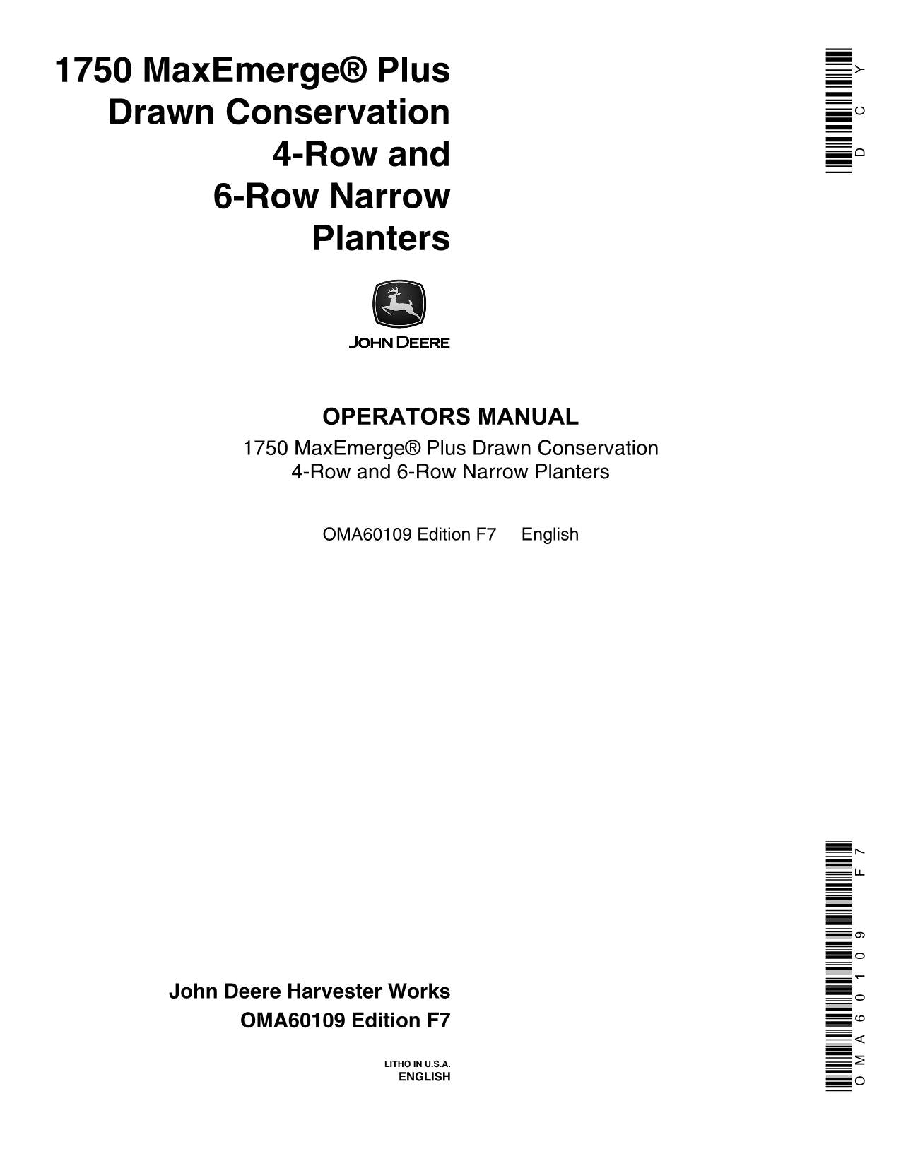 JOHN DEERE 1750 PLANTER OPERATORS MANUAL #2