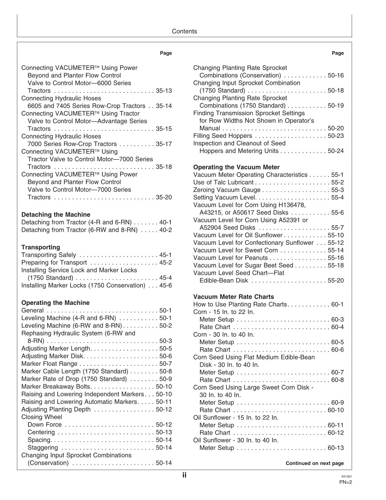 JOHN DEERE 1750 PLANTER OPERATORS MANUAL #6