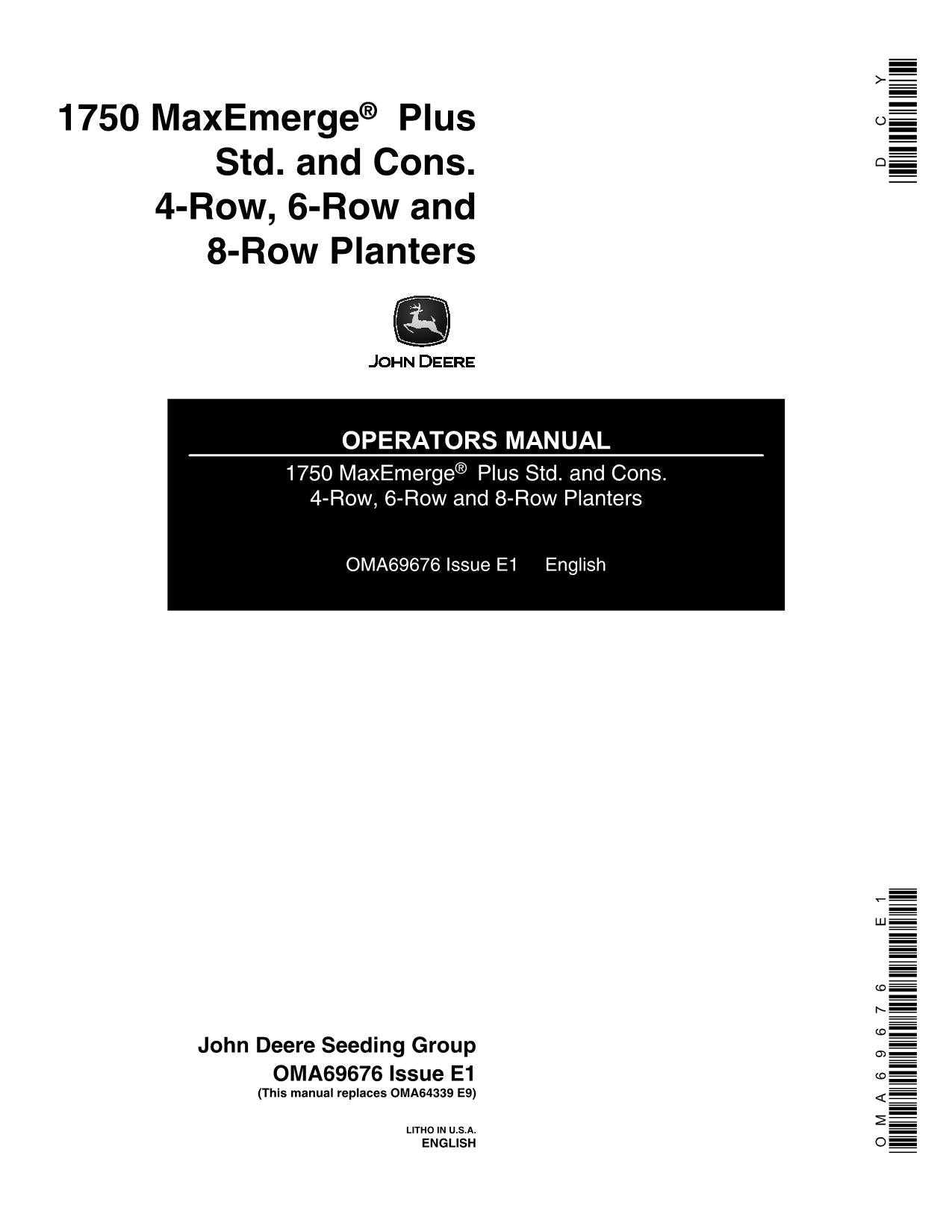 JOHN DEERE 1750 PLANTER OPERATORS MANUAL #6