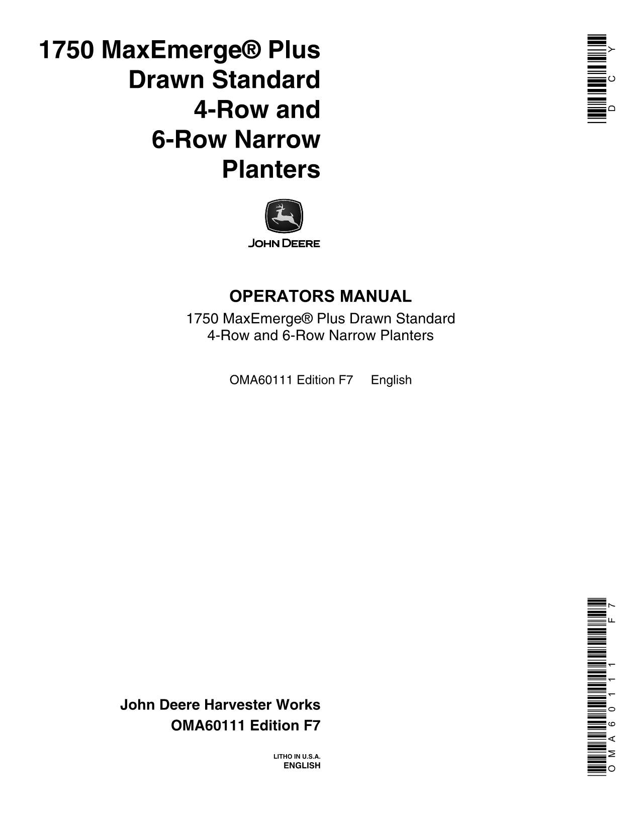 JOHN DEERE 1750 PLANTER OPERATORS MANUAL #8