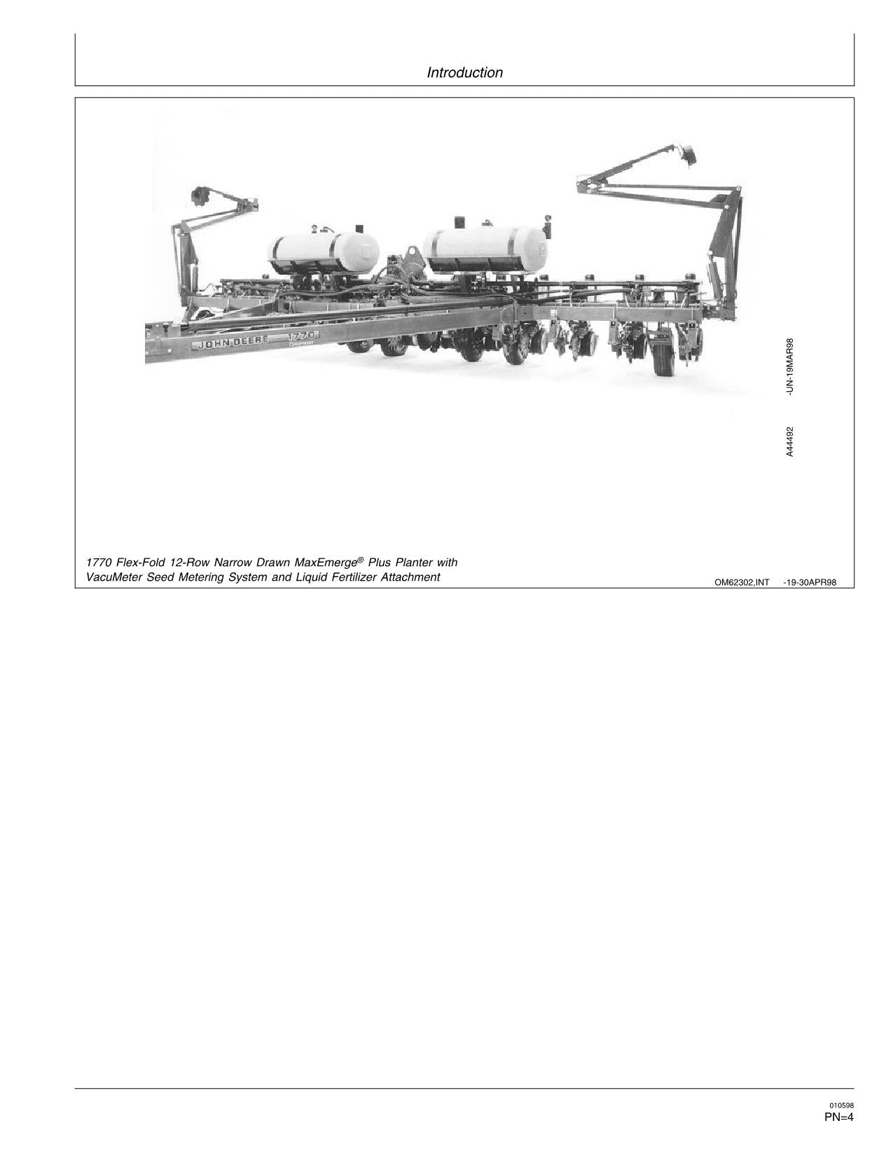 JOHN DEERE 1770 PFLANZMASCHINE - BEDIENUNGSANLEITUNG NR. 2