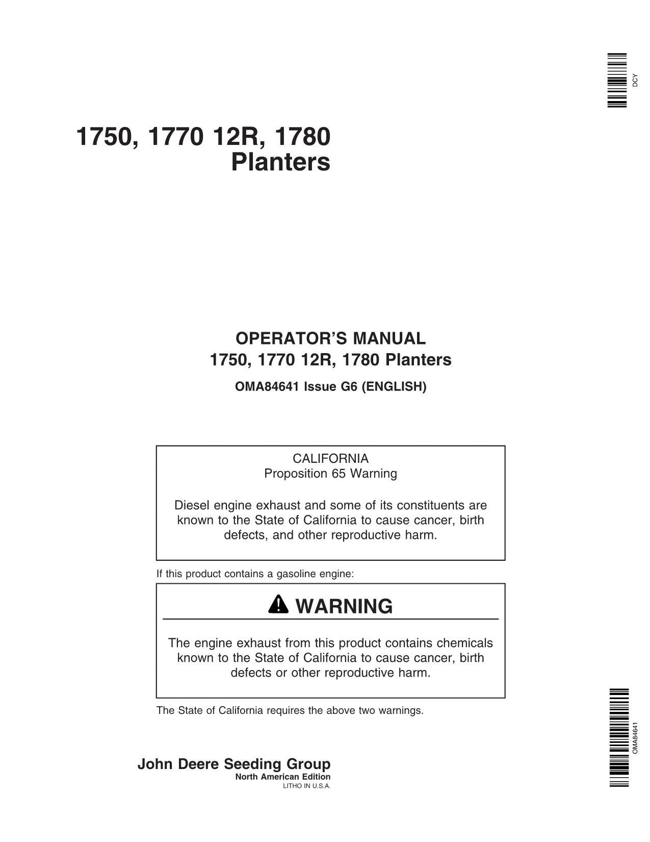 JOHN DEERE 1750 1780 1770 PFLANZMASCHINE BEDIENUNGSANLEITUNG #5