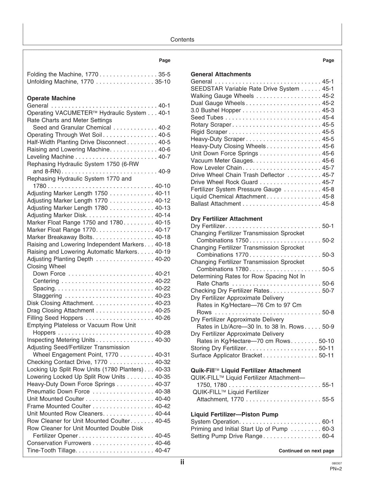 JOHN DEERE 1750 1780 1770 PLANTER OPERATORS MANUAL #6