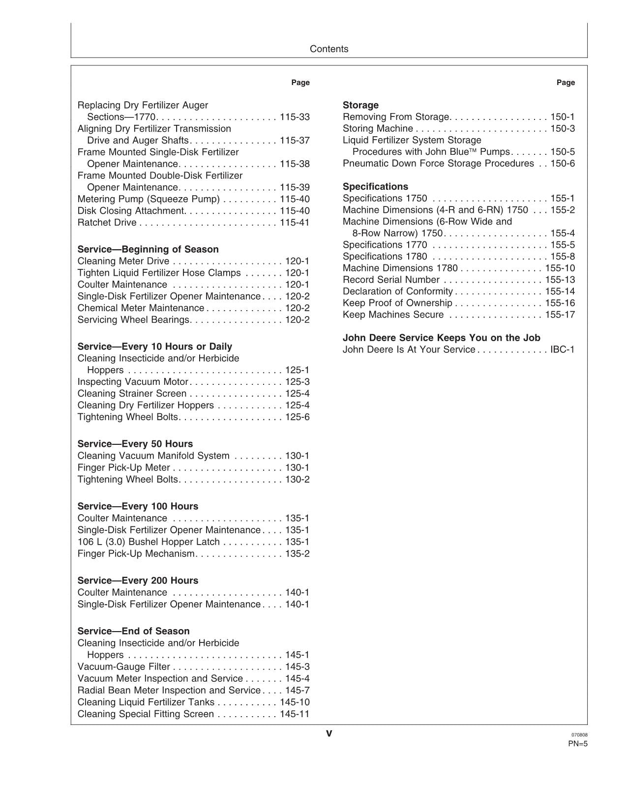 JOHN DEERE 1750 1780 1770 PLANTER OPERATORS MANUAL #7